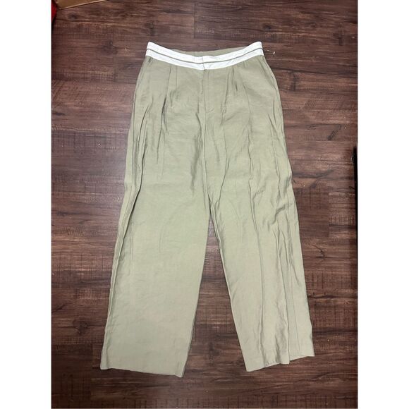 WAYF (NORDSTROMS) Green Preston Pleated Wide Leg Pants, Sz Large, MP $99 - Picture 2 of 10